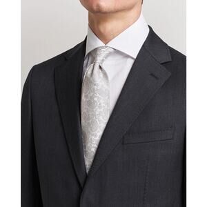 Amanda Christensen Men's Silk Tonal Paisley Tie Silver Classic Elegant Designer